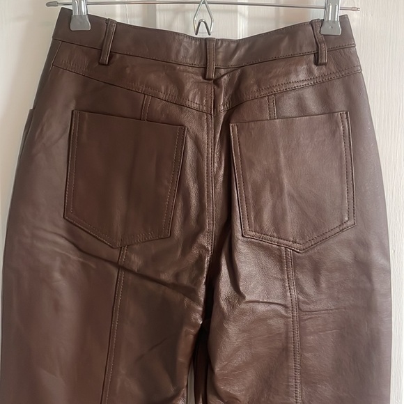 Together Brown Leather High Waisted Trousers - Picture 3 of 7